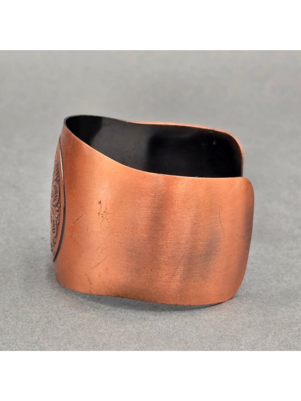 VTG Copper Floral Mandala Cuff Bracelet Copper Plated Stainless Boho Statement - Picture 2 of 7